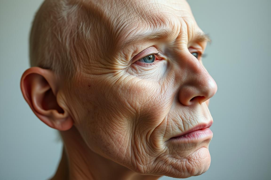 Dry, flaky skin with a dull, lackluster appearance. Parched, tight epidermis with visible fine lines and wrinkles. Weathered complexion reflecting dehydration and environmental damage. Soft, diffused lighting accentuates the textural imperfections, casting gentle shadows that emphasize the lack of moisture. A serene, minimalist backdrop allows the subject to take center stage, highlighting the distinct visual characteristics of severely dry skin.